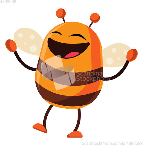 Image of Bee is cheerful, illustration, vector on white background.