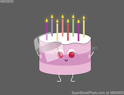 Image of Image of tasty birthday cake, vector or color illustration.