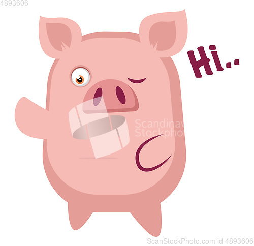 Image of Piggy is waving, illustration, vector on white background.