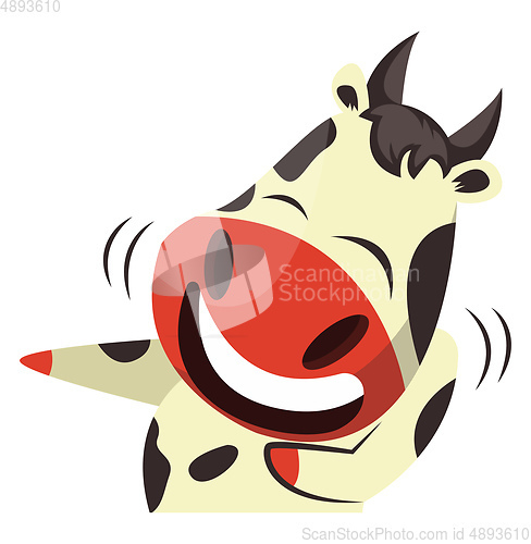 Image of Cow is laughing, illustration, vector on white background.