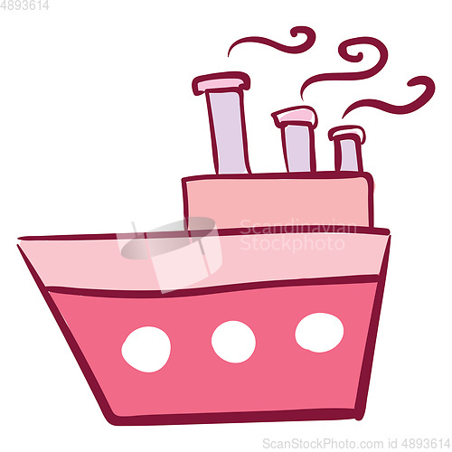 Image of Pink big boat, vector or color illustration.
