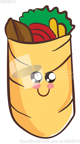 Image of Image of cute shawarma, vector or color illustration.