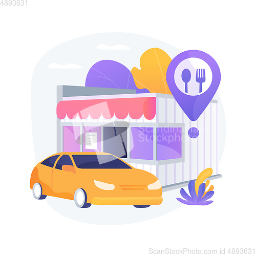 Image of Drive-in restaurant abstract concept vector illustration.