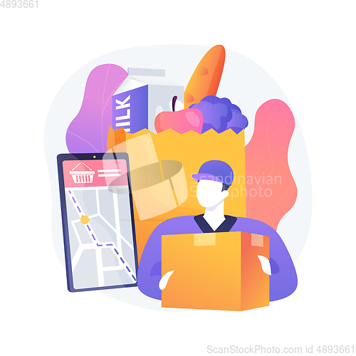 Image of Grocery pick up service abstract concept vector illustration.