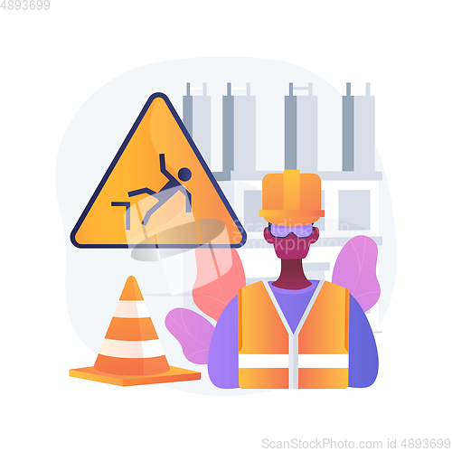 Image of Construction site protection abstract concept vector illustration.