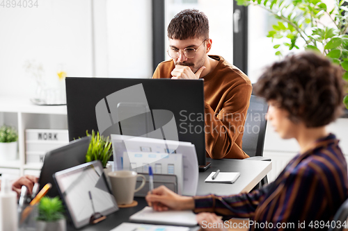 Image of business team or startuppers working at office