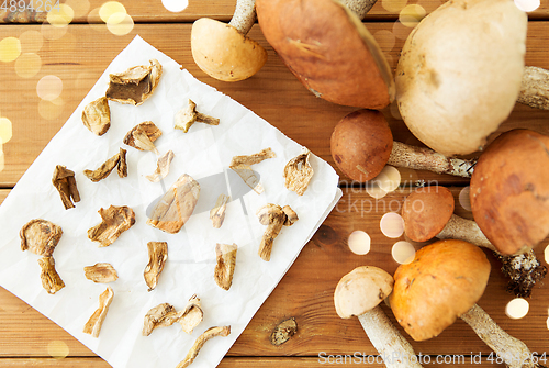 Image of dried mushrooms on baking paper