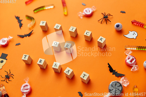 Image of trick or treat letters and halloween sweets