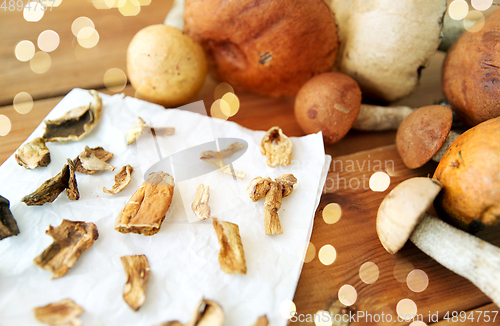 Image of dried mushrooms on baking paper