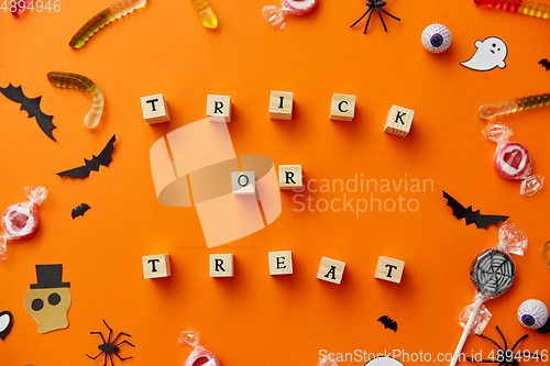 Image of trick or treat letters and halloween sweets