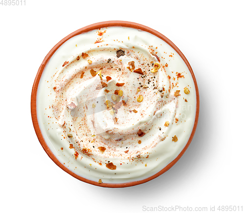 Image of bowl of hot dip yogurt sauce