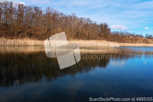 Image of beautiful lake in late autumn