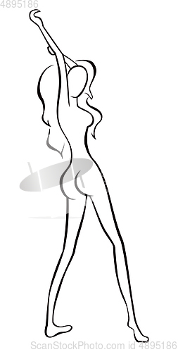 Image of Skinny girl stretches on a sketch