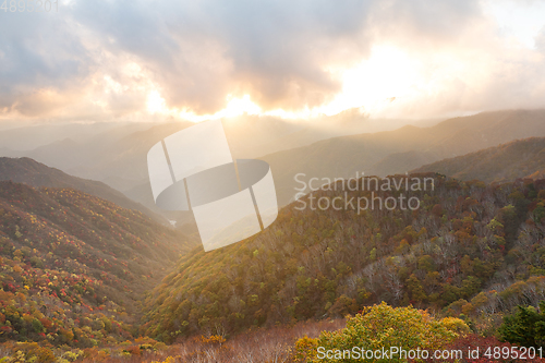 Image of Beautiful landscape in sunset