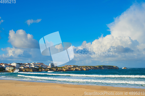 Image of Ocean seashore town. Baleal, Portugal