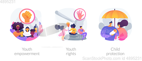 Image of Young people rights protection abstract concept vector illustrations.