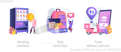 Image of Take away lunch and snack abstract concept vector illustrations.