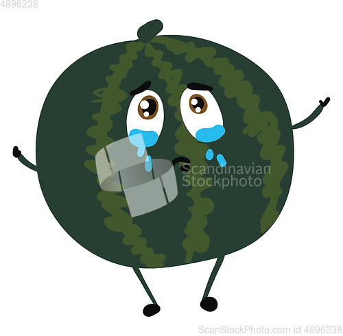 Image of Image of crying watermelon, vector or color illustration.