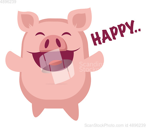Image of Piggy is happy, illustration, vector on white background.