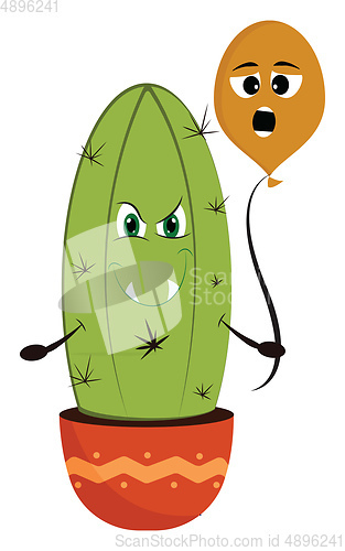 Image of Image of angry, cactus afraid balloon, vector or color illustrat