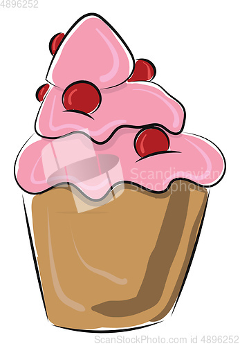 Image of Image of cherry cake, vector or color illustration.