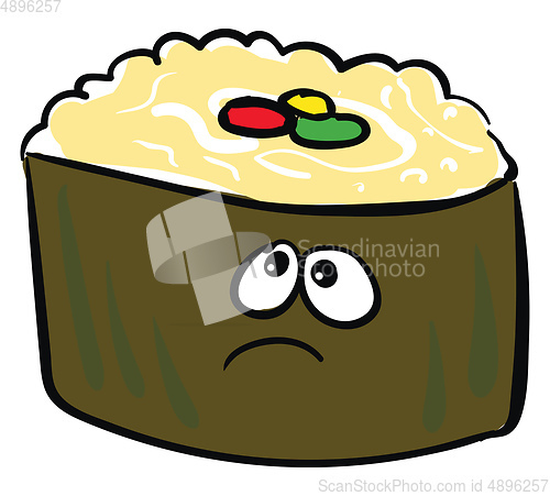 Image of Sad sushi, vector or color illustration.