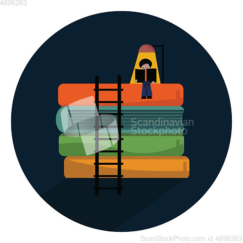 Image of Reading boy, vector or color illustration.