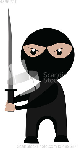 Image of A ninja boy, vector or color illustration.