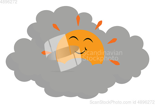 Image of Sun with clouds, vector or color illustration.