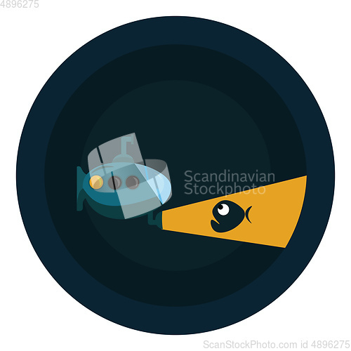 Image of Image of bathyscaphe - submarine, vector or color illustration.