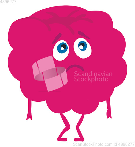 Image of An inconsolable raspberry, vector or color illustration.