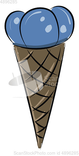 Image of Image of blue ice cream - cone ice cream, vector or color illust