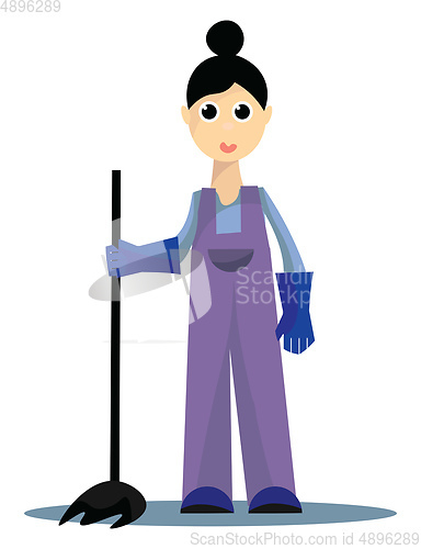 Image of Image of cleaning woman, vector or color illustration.