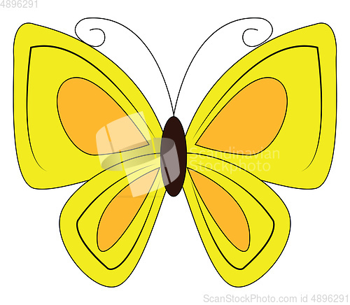 Image of Clipart of a yellow-colored butterfly, vector or color illustrat