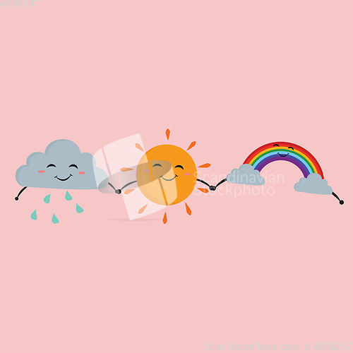 Image of Friends holding hands, vector or color illustration.