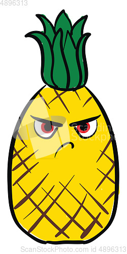 Image of Angry pineapple, vector or color illustration.