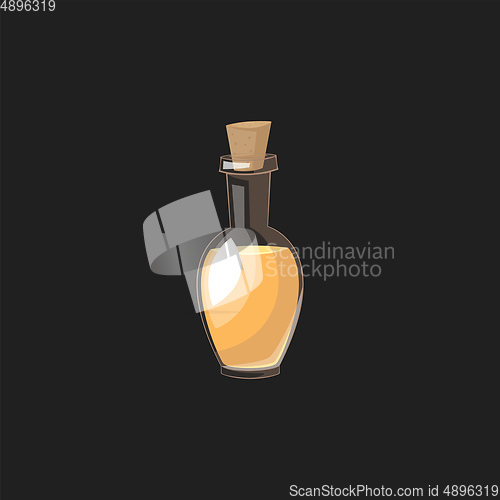 Image of Curved oil bottle, vector or color illustration.