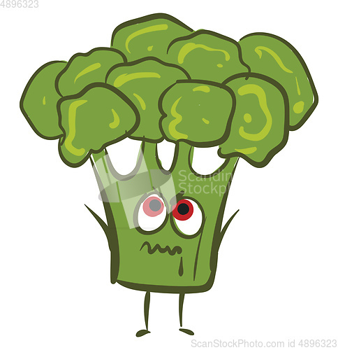 Image of Image of broccoli angry, vector or color illustration.