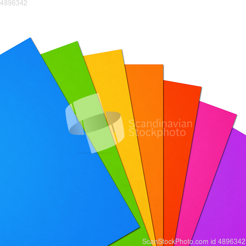 Image of Colorful rainbow Blank A4 paper sheet range on white background