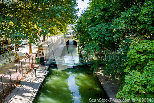 Image of Lock on the Dock of la Villette, Paris, France