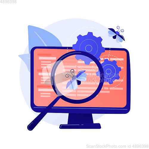 Image of Bug fixing and software testing vector concept metaphor.