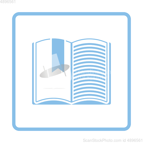 Image of Open book with bookmark icon