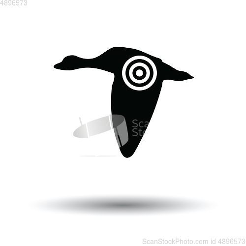 Image of Flying duck  silhouette with target  icon