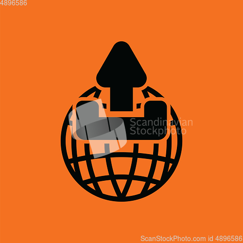 Image of Globe with upload symbol icon
