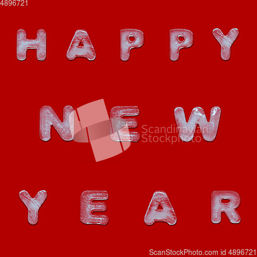 Image of Greeting flyer for ad. Concept of Christmas, 2021 New Year\'s, winter mood, holidays. Copyspace, postcard.