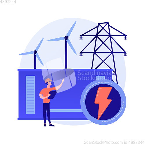 Image of Power station, electrical energy generation, electricity production vector concept metaphor.