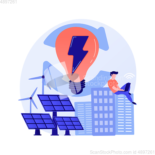 Image of Electric charge, electricity generation, light production vector concept metaphor.