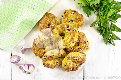Image of Bagels curd and cheese on board top