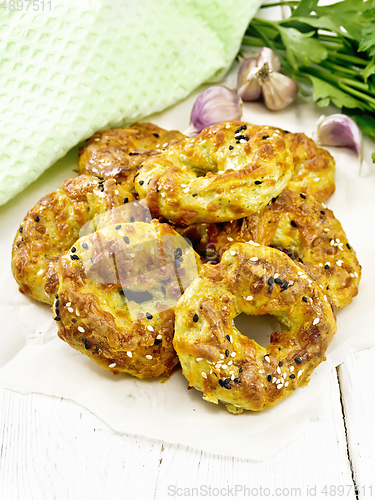 Image of Bagels curd and cheese on paper