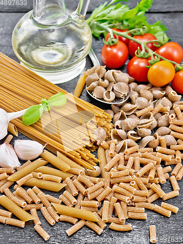 Image of Pasta different whole grain and rye on board